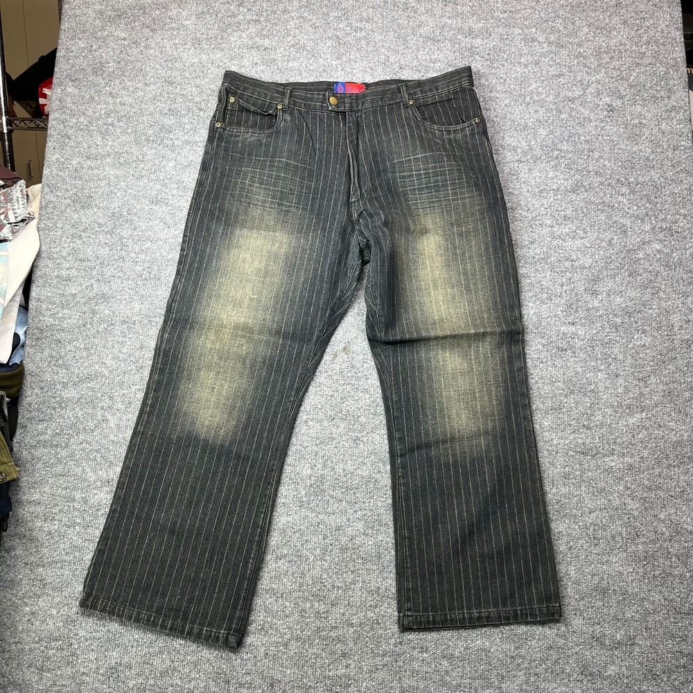 Vintage Super S Jeans Men's Hickory Pinstripe Denim Straight Zip Fly -‎ 38X29